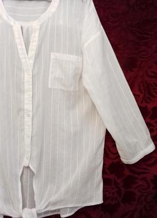 100% тонкая хлопковая свободная удлинённая рубашка / біла довга сорочка / белоснежная блузка4 фото