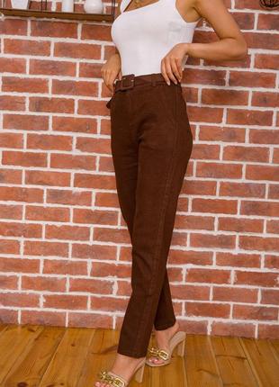 Штани жіночі з ременем колір коричневий2 фото