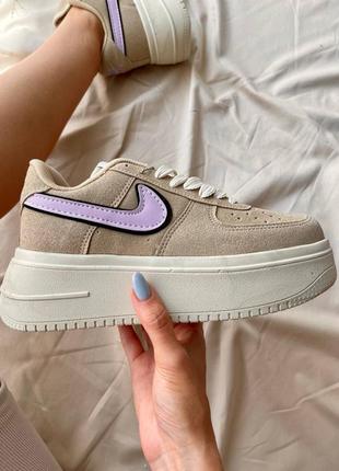 Nike air force platform beige, кросівки найк на платформі, кроссовки женские найк на толстой подошве3 фото