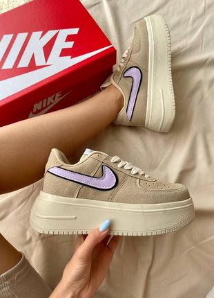 Nike air force platform beige, кросівки найк на платформі, кросівки жіночі найк на товстій підошві