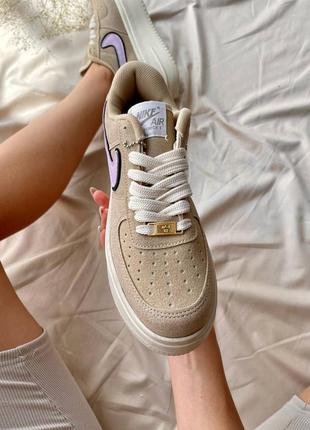 Nike air force platform beige, кросівки найк на платформі, кроссовки женские найк на толстой подошве5 фото