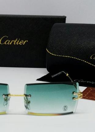 Cartier модные солнцезащитные очки унисекс бирюзовый градиент безоправные3 фото