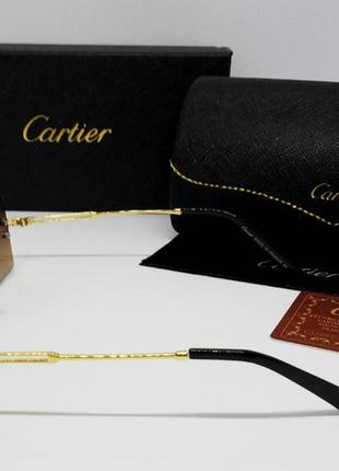 Cartier стильные солнцезащитные очки унисекс коричневый градиент безоправные5 фото