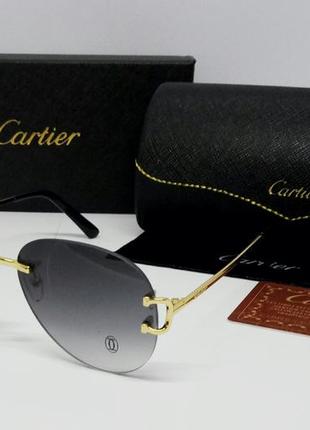 Cartier окуляри крапельки унісекс сонцезахисні темно сірий градієнт безоправные