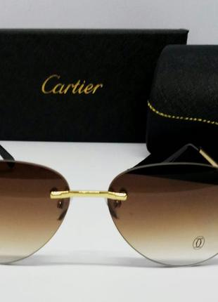 Cartier очки капельки унисекс солнцезащитные коричневый градиент безоправные2 фото