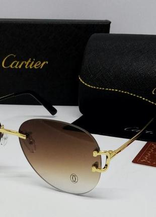 Cartier очки капельки унисекс солнцезащитные коричневый градиент безоправные