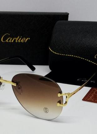 Окуляри в стилі cartier  крапельки унісекс сонцезахисні коричневий градієнт безоправные