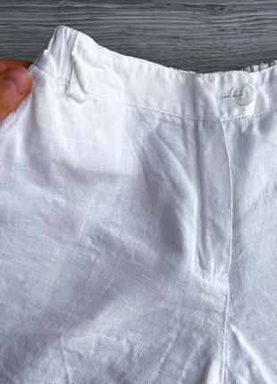 Шорты со льна белые короткие лляні шорти білі короткі xs s2 фото