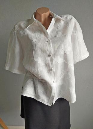 Блуза льон+бавовна, з вишивкою, швейцарія.1 фото