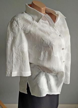 Блуза льон+бавовна, з вишивкою, швейцарія.3 фото
