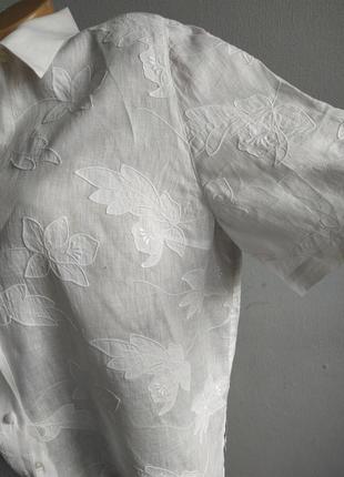 Блуза льон+бавовна, з вишивкою, швейцарія.5 фото
