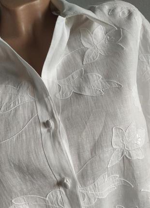 Блуза льон+бавовна, з вишивкою, швейцарія.4 фото
