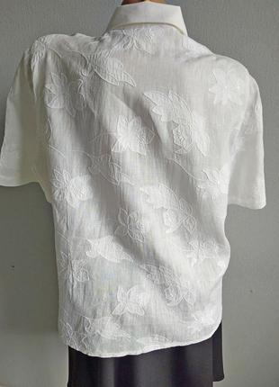 Блуза льон+бавовна, з вишивкою, швейцарія.2 фото