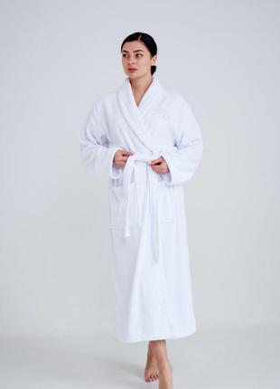 Женский махровый халат, 100% хлопок узбекистан, размер хxl, белый8 фото