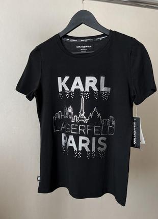 Чёрная футболка карл лагерфельд karl lagerfeld