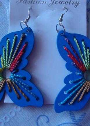 Серьги - синие бабочки2 фото