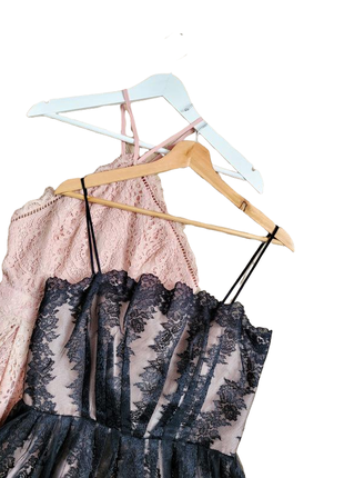 Вишукана гіпюрова вечірня чорна сукня плаття сарафан міді на підкладі та бретелях від бренду topshop4 фото