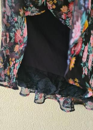 Шифоновая цветочная юбка на подкладке с кружевом peacocks2 фото