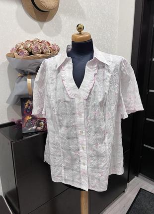 Блуза біло-рожева з візерунком natalis collection