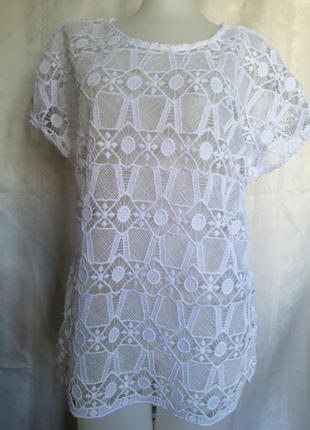 Женская кружевная блуза, блузка, туника, майка, футболка с кружевом, з мереживом сетка