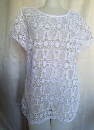 Женская кружевная блуза, блузка, туника, майка, футболка с кружевом, з мереживом сетка7 фото