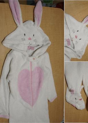 Primark махрова піжама ( ромпер, чоловічок, кінгурумі ) заєць 5-6 р человечек пижама