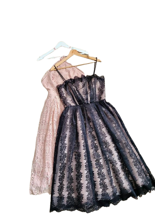 Вишукана гіпюрова вечірня чорна сукня плаття сарафан міді на підкладі та бретелях від бренду topshop2 фото