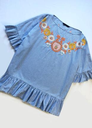 Стильная блузка с вышивкой zara1 фото