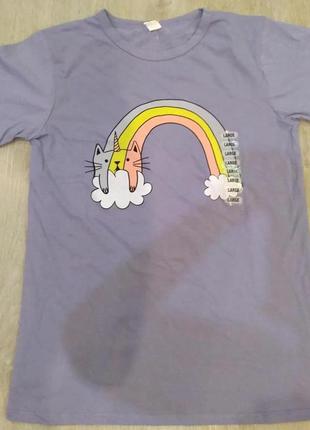 Стильна футболка rainbow cat/веселковий кіт. розмір l.1 фото