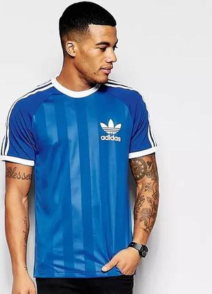 Чоловіча синя спортивна футболка adidas адідас з лампасами. розмір s m3 фото