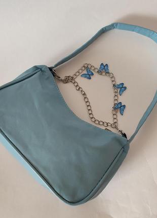 Голубая сумочка с бабочками7 фото