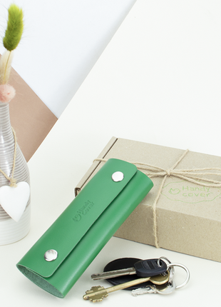 Подарунковий набір жіночий №48 (зелений) гаманець і ключниця7 фото