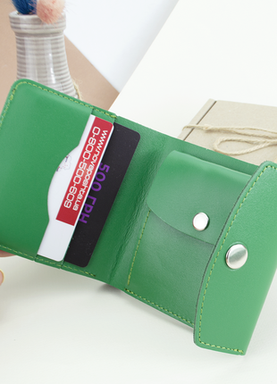 Подарунковий набір жіночий №48 (зелений) гаманець і ключниця4 фото