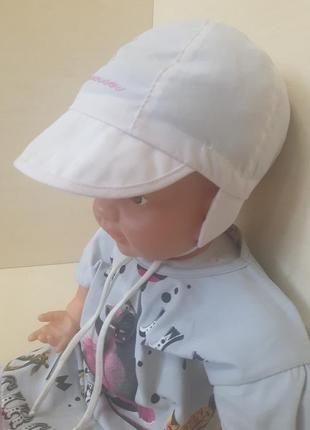 Летняя шапочка панама на завязках для девочки размер 0 - 6 месяцев2 фото