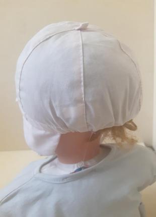Летняя шапочка панама на завязках для девочки размер 0 - 6 месяцев5 фото