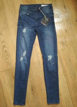 Классные стильные джинсы с потёртостями esmara, р. 34, 361 фото