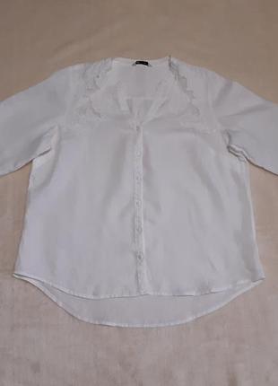 Лляна біла сорочка v образний виріз довгий регульований рукав р.12/18-20 marks&spencer2 фото