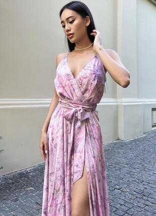 Элегантное платье из шелка розового цвета5 фото
