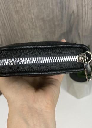 Мужской кожаный клатч кошелёк на молнии портмоне натуральная кожа флота чёрный7 фото