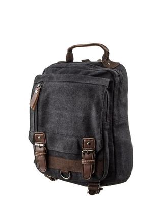 Сумка-рюкзак на одне плече чорна текстильна1 фото