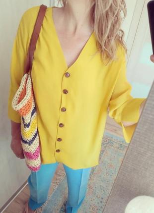 Желтая блуза в стиле zara8 фото