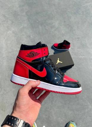 Женские кроссовки nike air jordan 1 high og bred patent 36-37-38-39-40