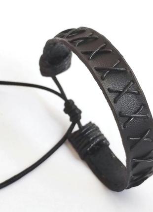 Стильний шкіряний браслет в етно стилі