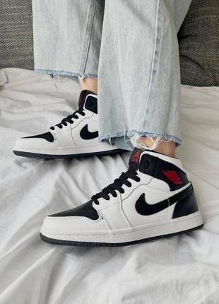 Женские кроссовки nike air jordan 1 retro mid ‘oreo’ 36-37-38-39-40-418 фото