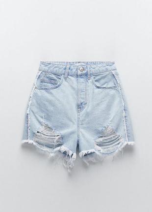 Джинсовые шорты с необработанным краем zara