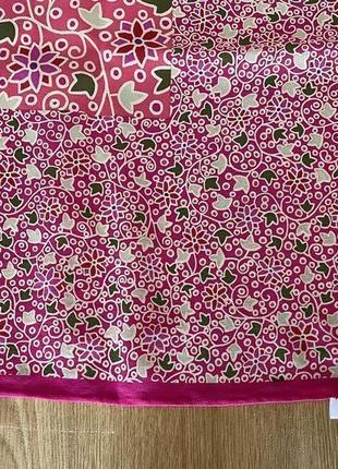 Платок шёлковый 82/83 см дизайнерский яркий розовый4 фото