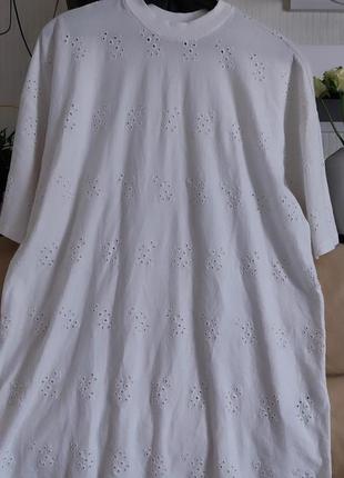 Платье футболка  оверсайз с вышивкой в стиле ришелье asos4 фото