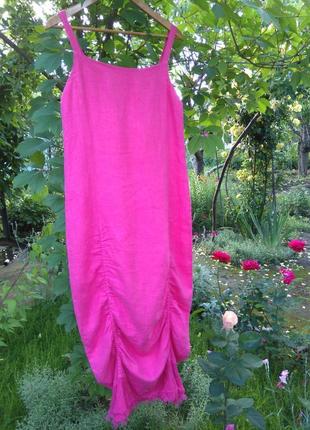 Воздушное льняное платье / сарафан-балон natural wave munich (германия) 100% лён1 фото