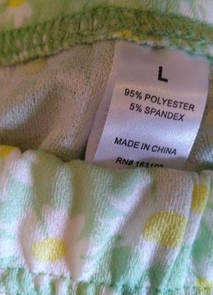 Домашние/пижамные штаны с принтом ромашка. размер l. 95 % polyester, 5 % spandex.2 фото