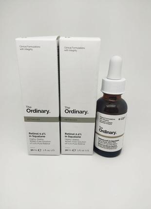 Сыворотка с ретинолом 0.2% для молодости кожи the ordinary retinol 0.2% in squalane retinol 0,2%